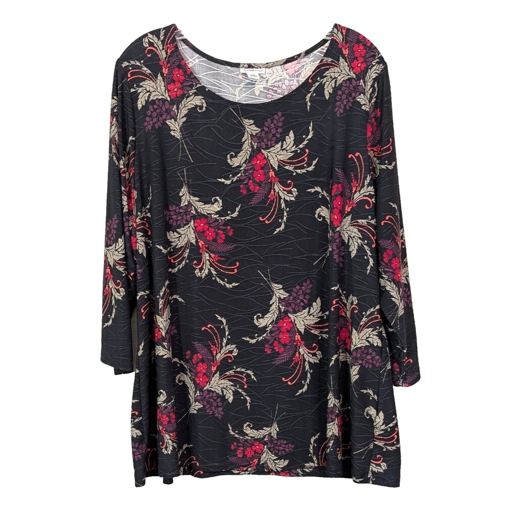 Croft & Barrow Women's Sz 1X Long Sleeve Floral Textured Tunic Career Whimsygoth
